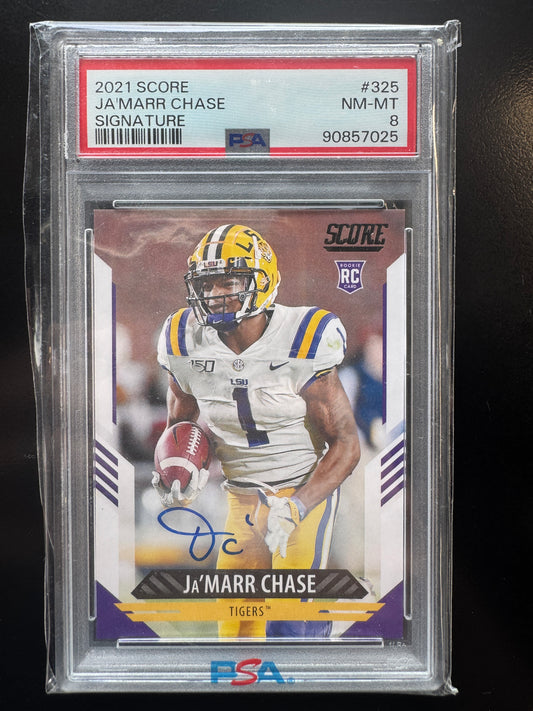 2021 Score Jamarr Chase Auto #325 PSA 8