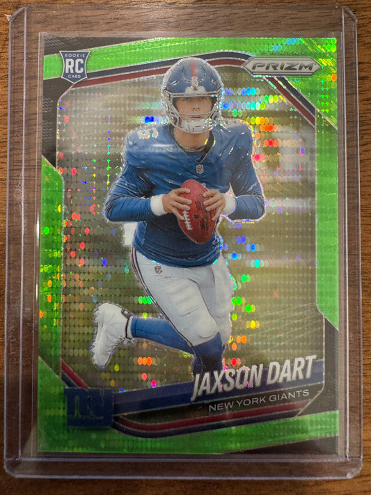 2025 Panini Prizm - Rookies Jaxson Dart #332 Neon Green Pulsar Prizm (RC)