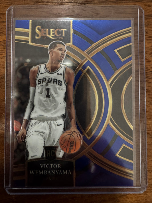 2023-24 Panini Select Victor Wembanyama RC Blue Prizm Premier Level #121