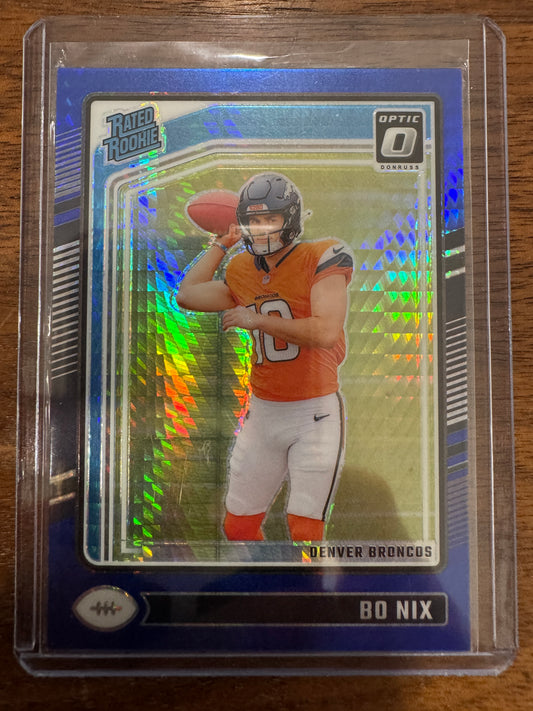 2024 Panini Donruss Optic - Rated Rookie Bo Nix #209 Blue Hyper Prizm