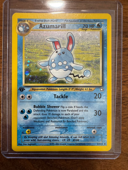 Pokemon Azumarril  1st Edition Holo Rare 2/111 (Great Condition)