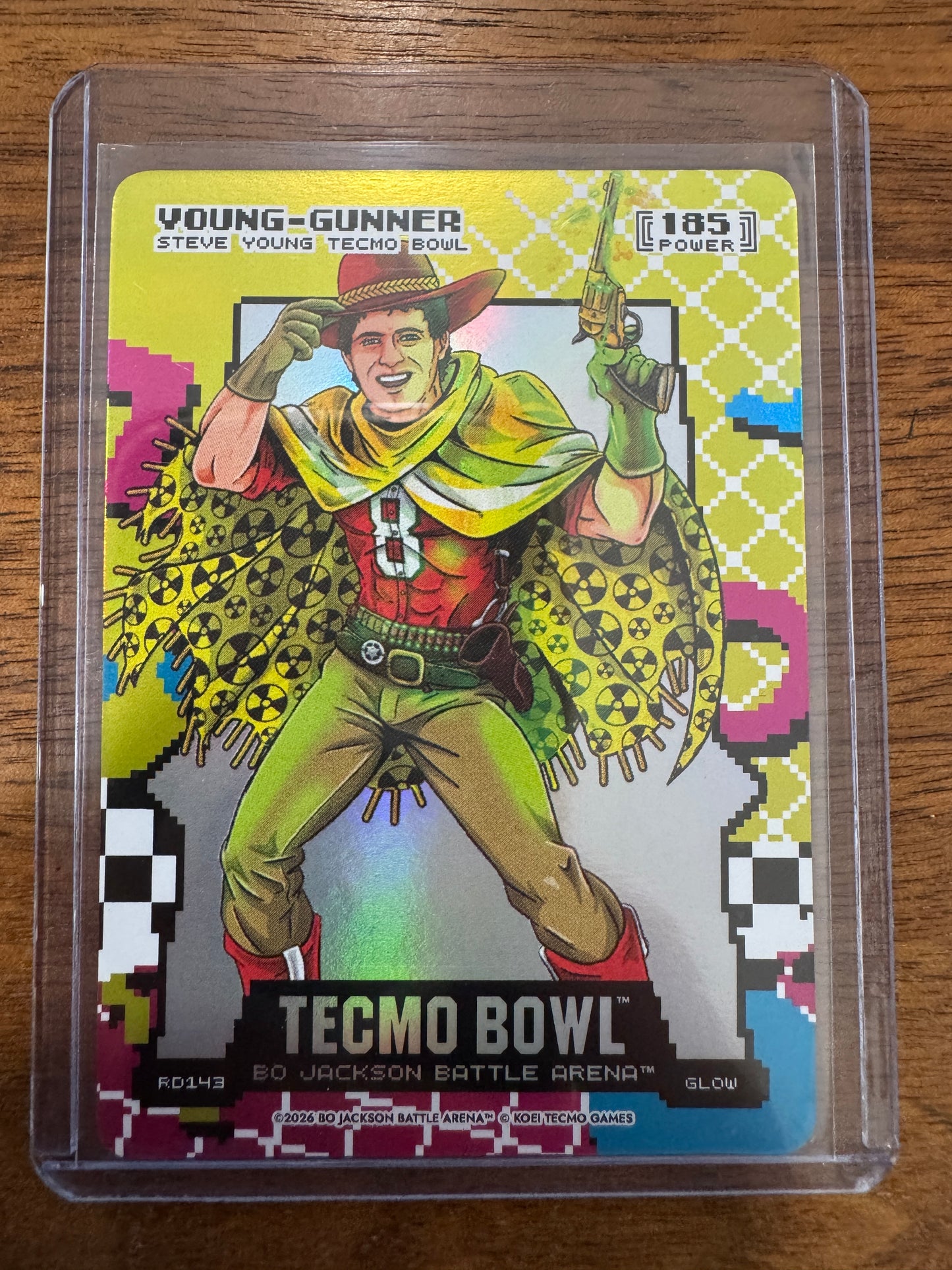 Battle Arena Tecmo Bowl #RD143 (Steve) Young-Gunner Tecmo Bowl 80's 8-bit Rad Battlefoil Glow SSP