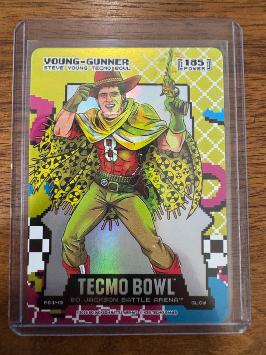 Battle Arena Tecmo Bowl #RD143 (Steve) Young-Gunner Tecmo Bowl 80's 8-bit Rad Battlefoil Glow SSP