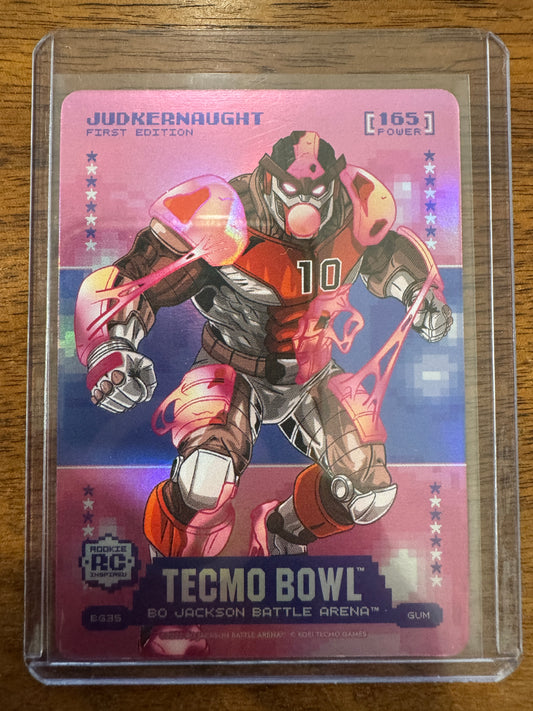Battle Aren Tecmo Bowl - #BG35 (Quinshon Judkins) Judkernaught First Edition Battlefoil Gum SP