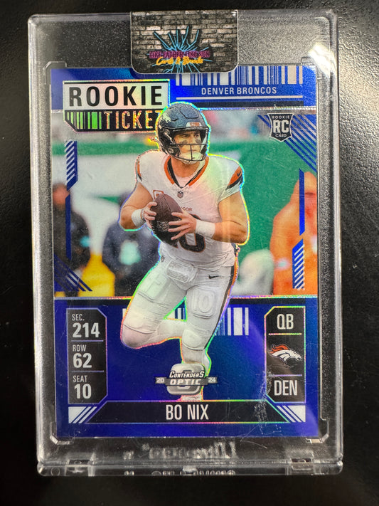 2024 Panini Contenders Optic Bo Nix Rookie Ticket Blue /99 #62 Broncos RC