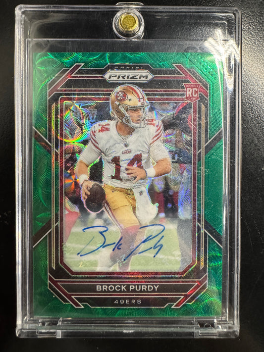 2022 Panini Prizm Green Scope Brock Purdy ROOKIE AUTO /75 #353