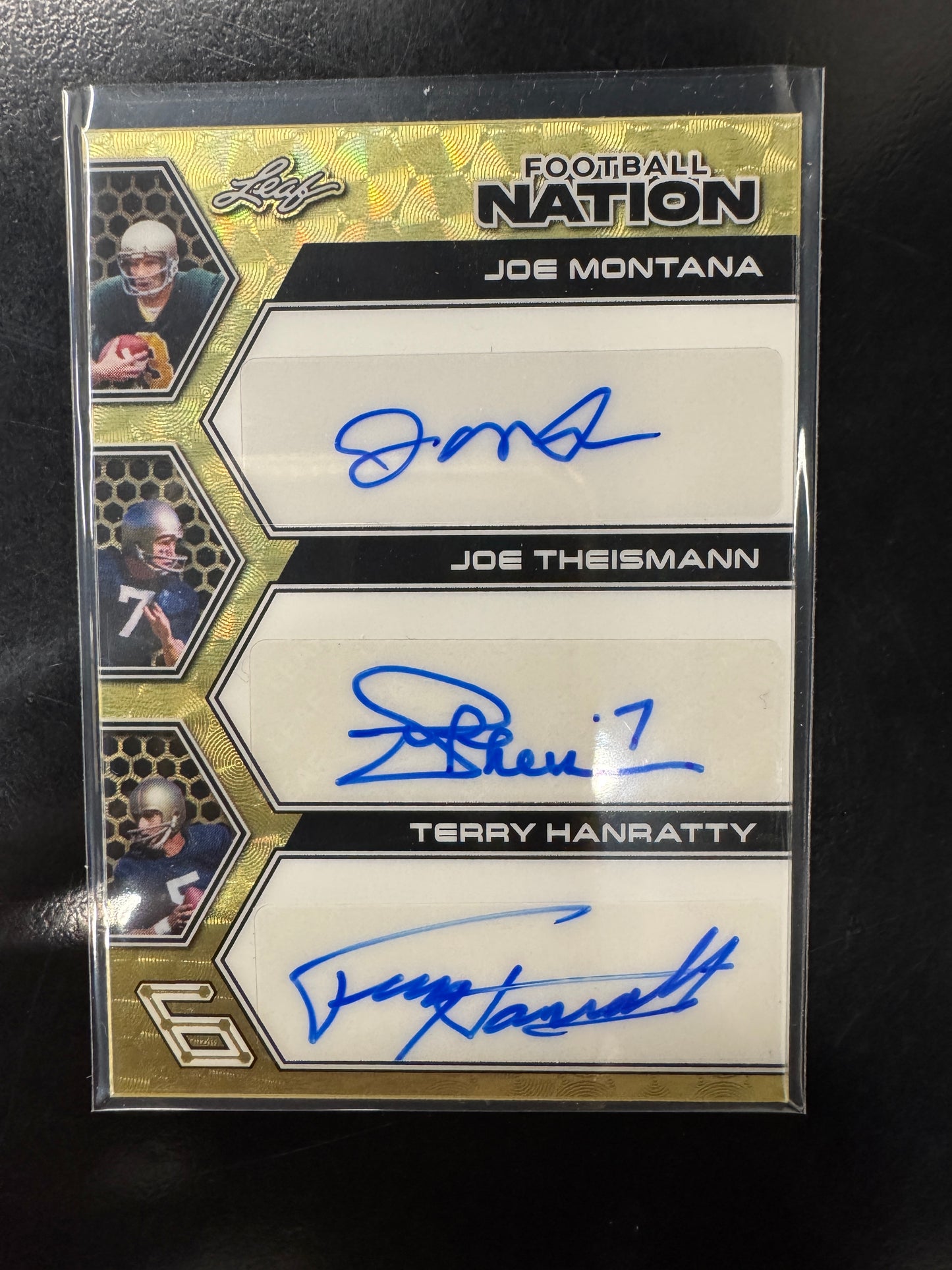 Leaf Football Nation - Montana - Theisman - Hanratty - Mirer - Leonard - Carr - 1/1 AUTO