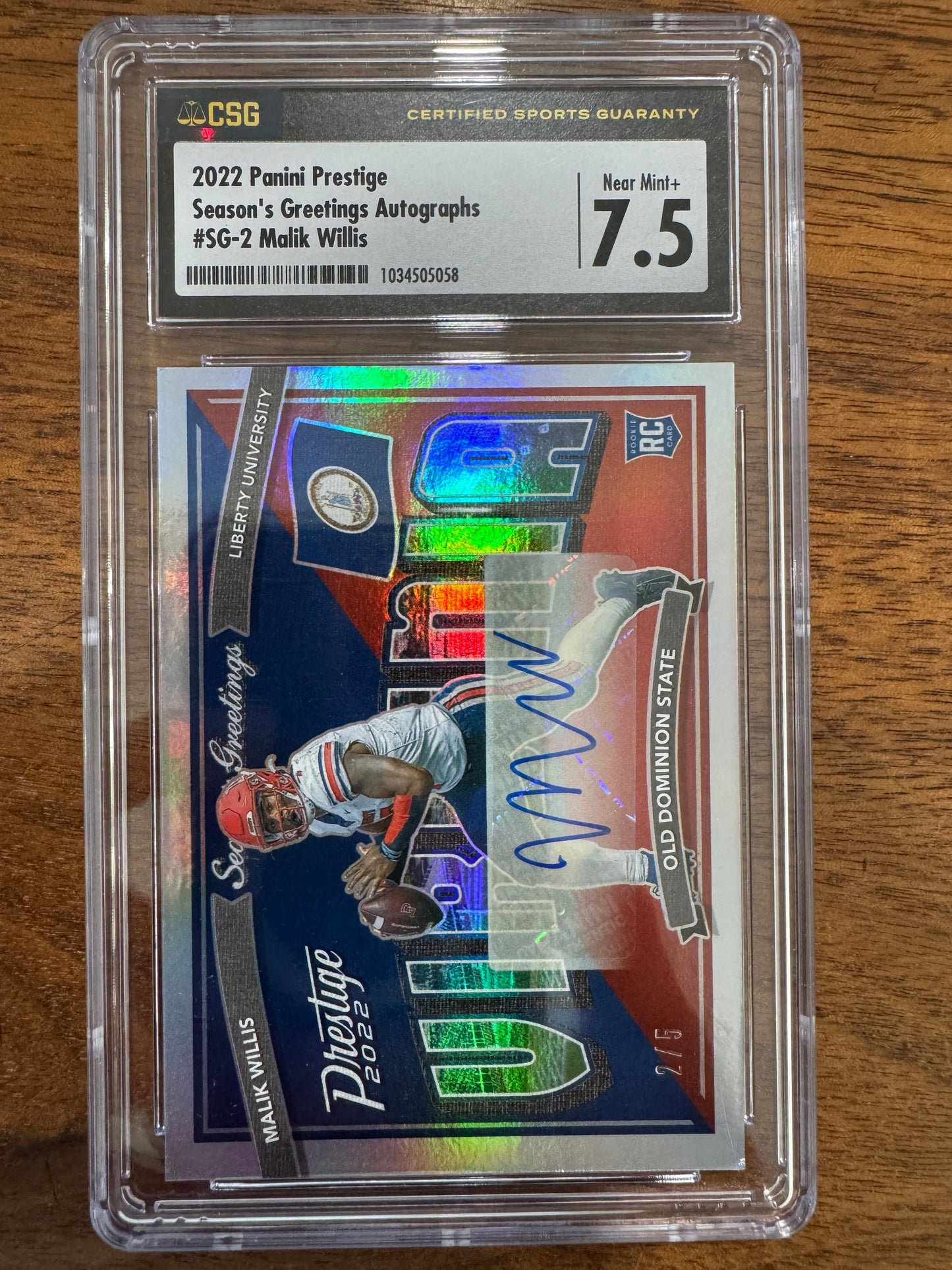 2022 Panini Prestige Seasons Greetings #SG-2 Malik WIllis Xtra Points Auto #/5