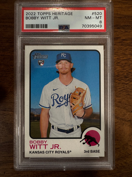 2022 Topps Heritage Bobby Witt Jr. RC Rookie #520 Royals PSA 8