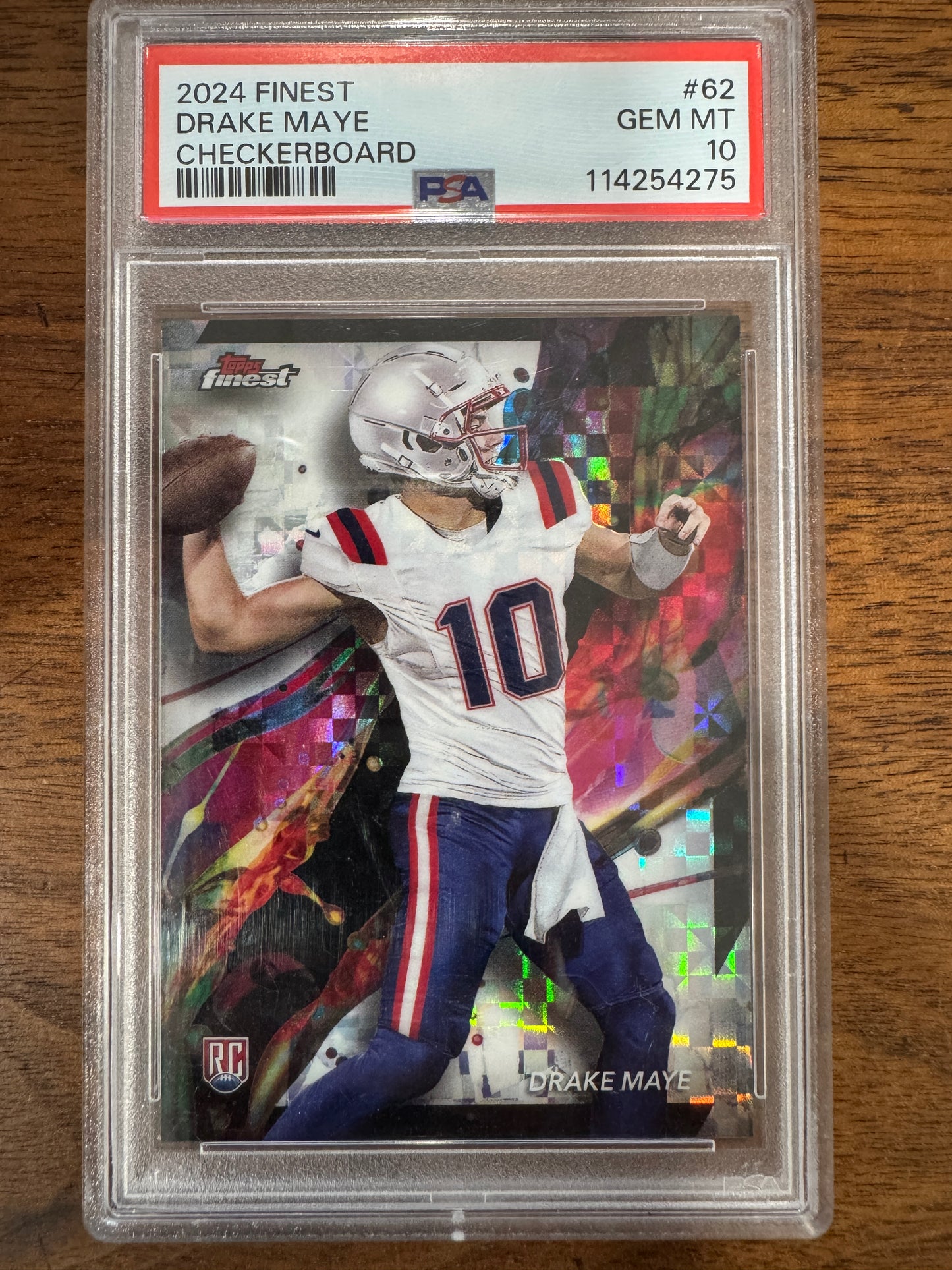 2024 Topps Finest Drake Maye #62 Checkerboard Refractor (RC) PSA 10
