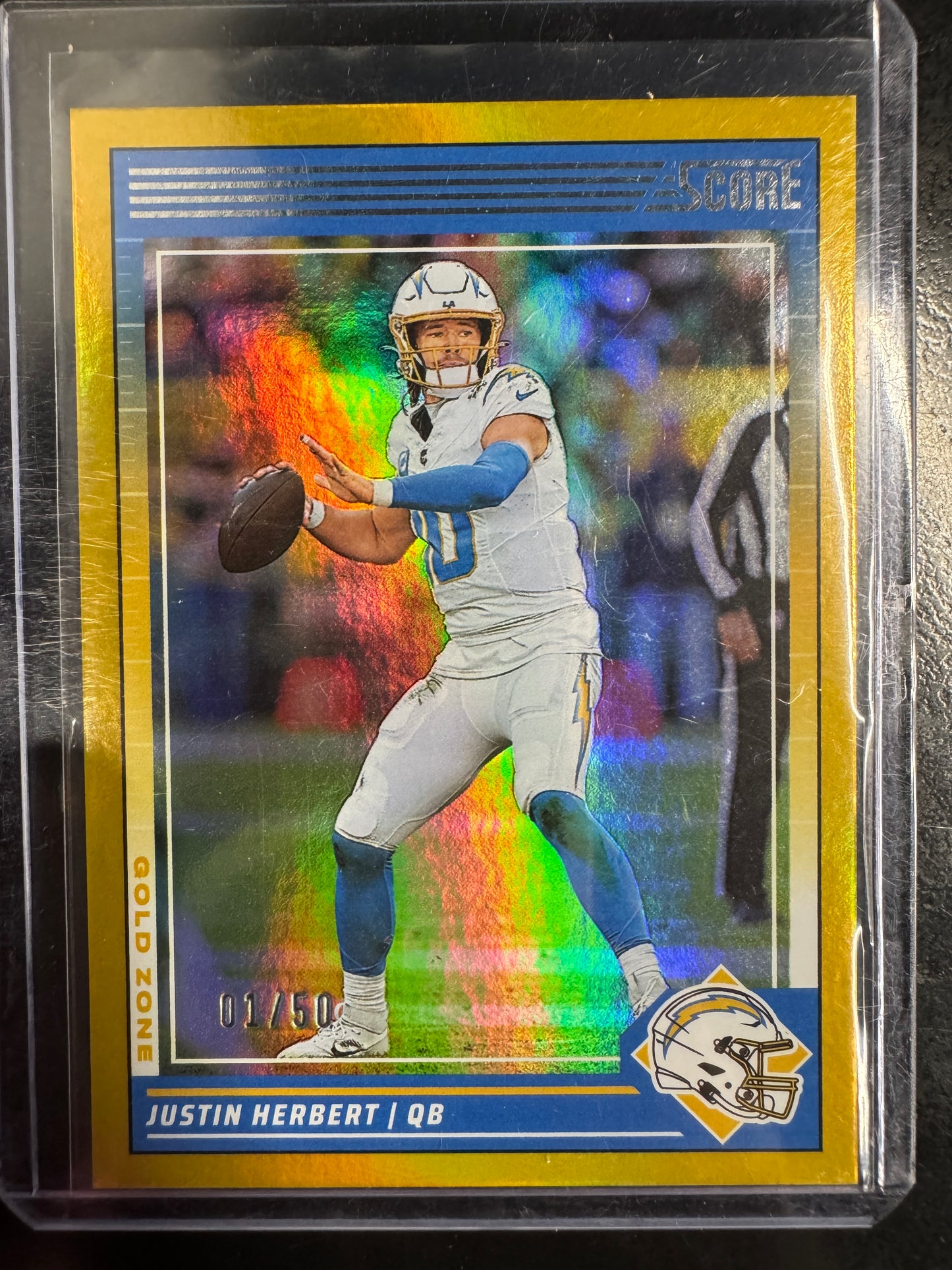 2024 Score Justin Herbert Gold Zone #1/50