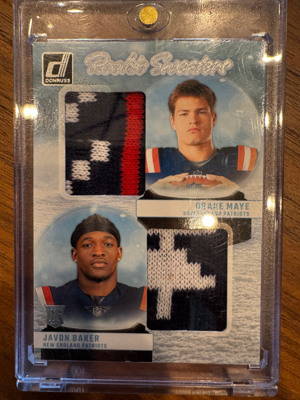 2024 Panini Rookie Holiday Sweaters Dual Drake Maye, Javon Baker #RHD-NE MEM RC